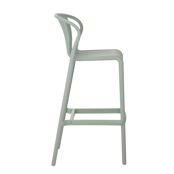 English Elm Outdoor Stackable Armless Barstools Set of 2 Uv Resistant Slat Back Patio Seating Green N780P199452G