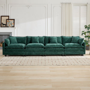 English Elm Cloud Sofa 4 Seats - Modular Sectional Couch In Green For Modern Living Rooms, Bedrooms & Comfort W1143S00021