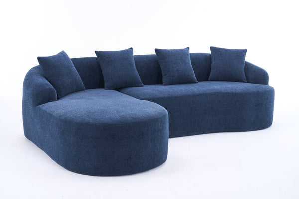 English Elm Compression Compression Sponge Sofa Curved Modular Sectional with 30D High-Density Chenille Sleeper for Cozy Apartment Living Room Comfort and Safe Rounded Design Navy Blue W2231S00030