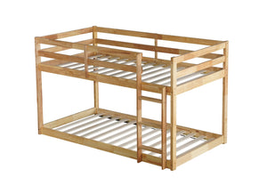 English Elm Solid Wooden Twin Over Twin Floor Bunk Bed With Ladder – Durable Rubberwood, Stylish & Safe Design W504P191652-GIGA