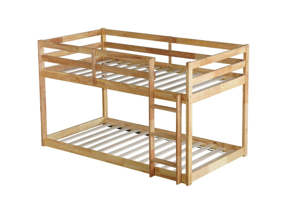 English Elm Solid Wooden Twin Over Twin Floor Bunk Bed With Ladder – Durable Rubberwood, Stylish & Safe Design W504P191652-GIGA