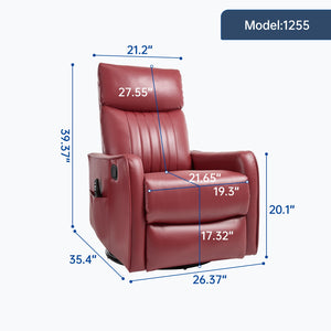 English Elm Blue Fabric Swivel Rocker Recliner with Massage Heat Nodes for Living Room Comfort Red W1803P321820