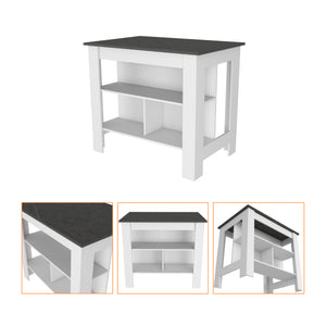 English Elm Brooklyn Kitchen Island with Spacious 40.5" Top, Three Concealed Shelves, Multicolor, Sturdy Design B128P148878
