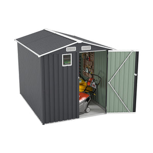 English Elm 6x8ft Outdoor Steel Storage Shed Lockable Vented Galvanized Metal Garden Backyard Tool Unit Dark Gray W1598P361333