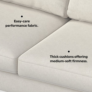 English Elm Ava Mid Century 76" Sofa with Ottoman Set — Eco-Friendly Performance Fabric, Durable Foam Comfort Cream B136P199259