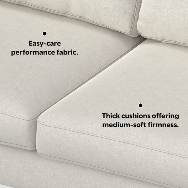 English Elm Ava Mid Century 76" Sofa with Ottoman Set — Eco-Friendly Performance Fabric, Durable Foam Comfort Cream B136P199259