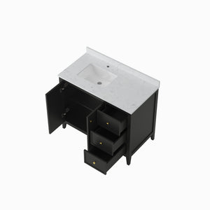 English Elm 24" Freestanding Bathroom Vanity with Countertop Soft Close Storage Melamine Cabinet T3785P442256
