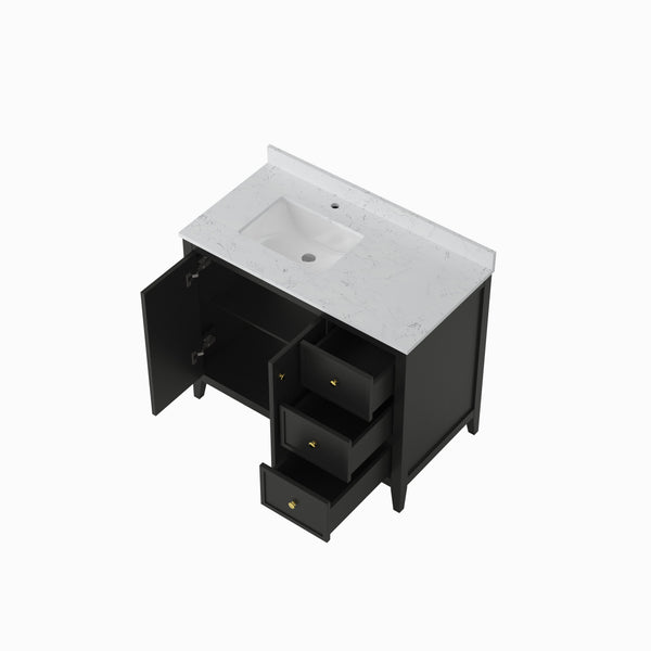 English Elm 24" Freestanding Bathroom Vanity with Countertop Soft Close Storage Melamine Cabinet T3785P442256