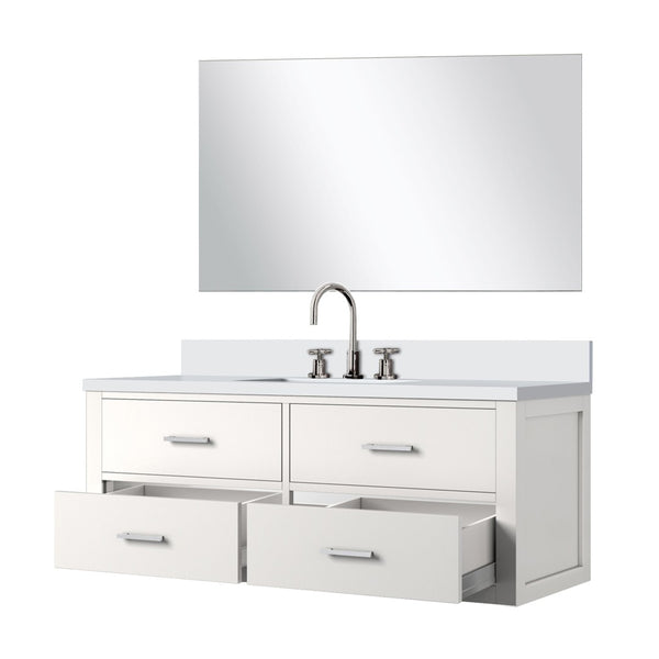 English Elm White Single Bath Vanity Set With Quartz Countertop, 43" Mirror & Chrome Faucet – Stylish & Ready To Install B2731S01990-GIGA