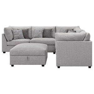 English Elm Lafayette Six Piece Modular Sectional with Feather Down Cushions and Storage Ottoman B062S01446