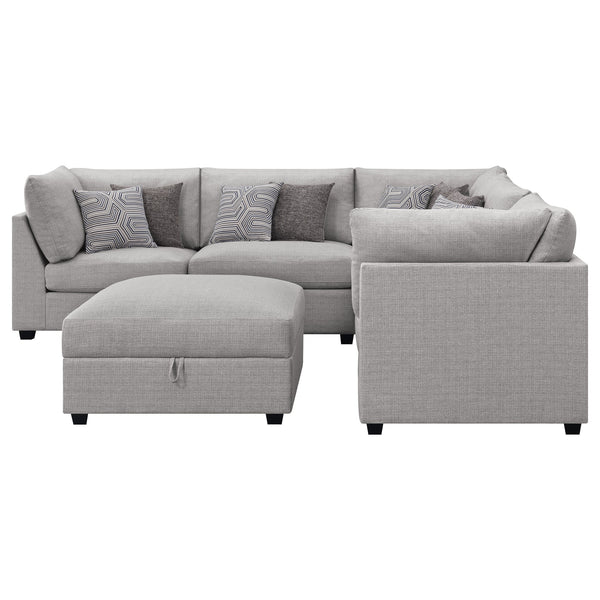 English Elm Lafayette Six Piece Modular Sectional with Feather Down Cushions and Storage Ottoman B062S01446