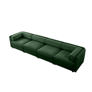 English Elm Modular 4-Seat Sectional Sofa With Ergonomic Support, Storage, And Luxurious Green Chenille Upholstery W714S01063