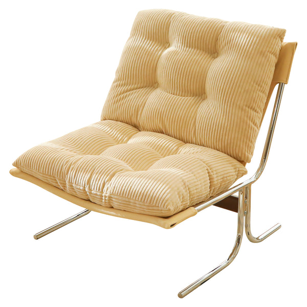 English Elm Modern Wingback Accent Chair Faux Leather Upholstery Chrome X Frame Living Room Cream W2105P440977