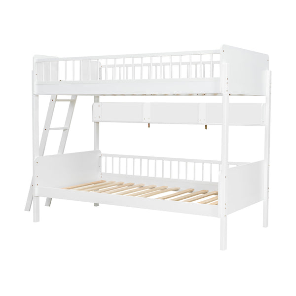 English Elm Twin Over Solid Wood Bunk Bed with Built in Shelves and Reversible Ladder N7090002224K