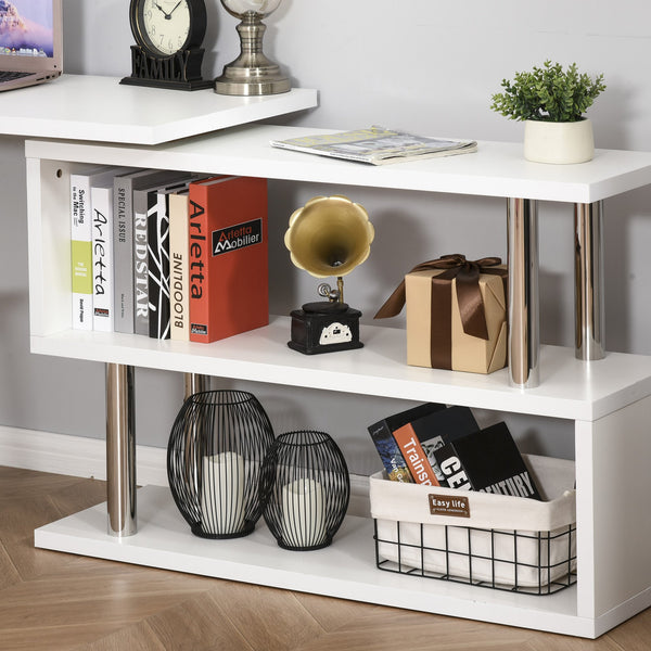 English Elm HOMCOM Space-Saving Rotating L-Shaped Computer Desk 55" with Shelves, Cabinet & Drawer, White W2225P217266