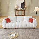 English Elm 111.81 Inch Convertible Sectional Sofa Couch, L Shaped Sofa With Fabric Couch,Modern Design Cream Style Marshmallow Sofa For Living Room and Office,White