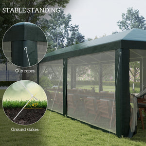 English Elm Versatile Cathedral Roof Party Canopy Steel Frame Uv Shade Tent with Mesh Sidewalls T3971P425542