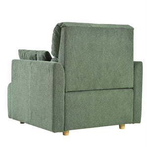 English Elm Oversized Storage Ottoman Accent Chair with Deep Wide Seat, Mid-Century Upholstered Lounge Sofa for Cozy Reading and Relaxation Dark Green W1028S00045