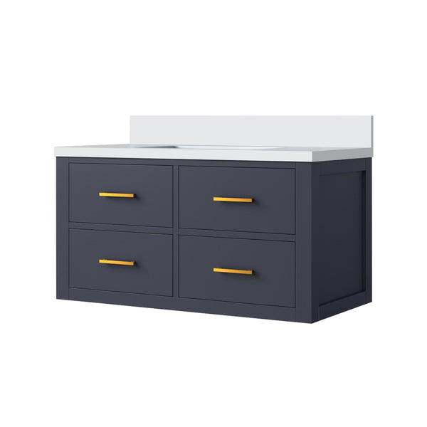 English Elm Blue Elegant Single-Sink Vanity 36" W X 22" D With Cultured Marble Top For Stunning Bathrooms B2731P257966