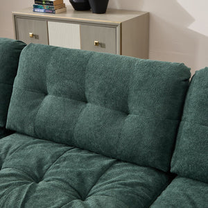 English Elm Modular Cloud Sectional Sofa Flannelette Deep Seat Couch for Living Room with Pillows Green W2120S00031