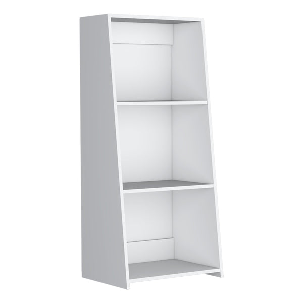 English Elm Note 47" Ladder Bookcase Tall Three-Tier Space-Saving Modern Shelf Unit for Small Spaces and Offices White 17.5 L x 42 W x 9 H B200P253718