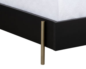 Sunpan AVIDA King Bed - Exquisite Black Oak & Natural Rattan with Gold Accents for Luxurious Bedrooms 110387