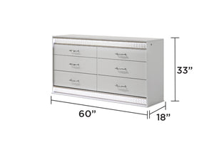 English Elm Glam 5-Piece Queen Bedroom Set With Led Headboard, Velvet Upholstery & Crystal Accents In White B009S02133