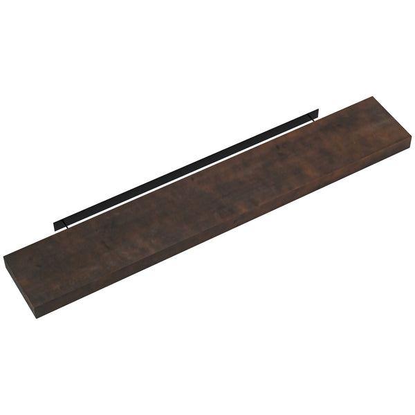 English Elm HOMCOM Rustic 48" Floating Fireplace Mantel Shelf — Handmade Solid Fir Wood, Walnut Brown Finish, 33lb Capacity W2225P229458