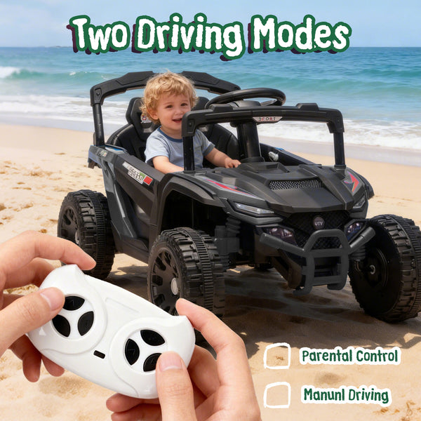 English Elm 24v Kids Utv Ride on with Dual 80w Motors Remote Control and Four Wheel Suspension Black W1578P342134