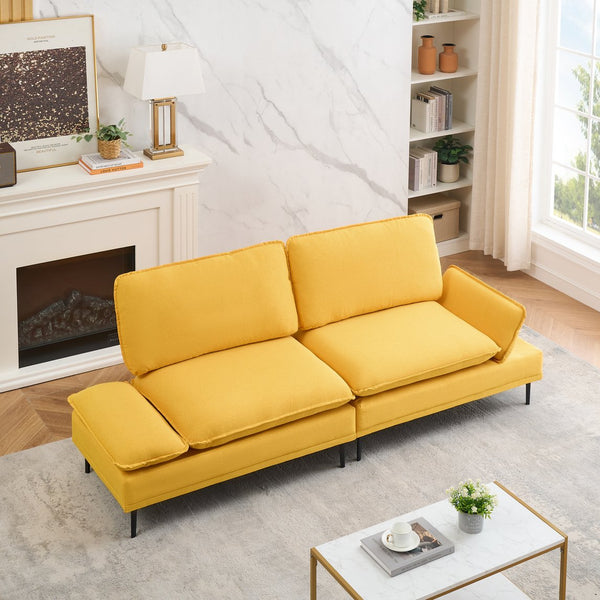 English Elm 89 Inch Premium Soft Yellow Sofa - Stylish, Compact Comfort For Apartment & Office Spaces, Modern Design W1658S00062