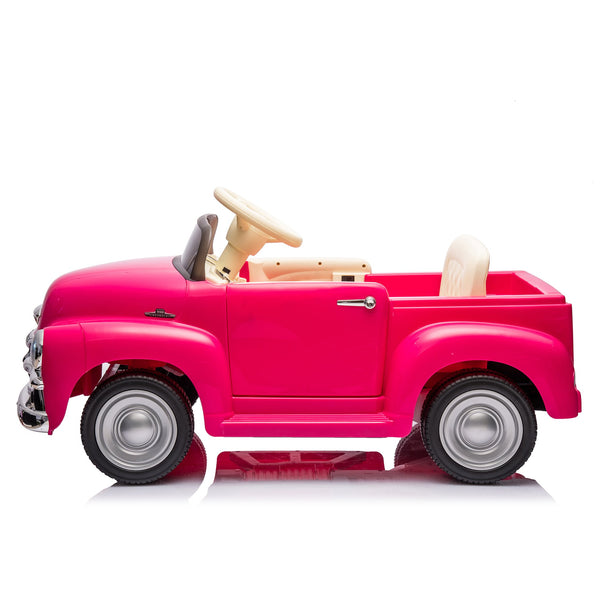 English Elm 12v Chevrolet 3100 Licensed Vintage Pickup Ride on Truck with Led Lights and Parent Remote Pink W1578P214161