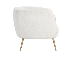 Sunpan Amara Lounge Chair – Bold Curved Frame with Gold Stainless Steel Legs for Modern Home Elegance Copenhagen White