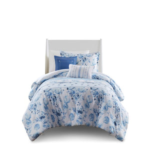 English Elm Full/Queen Floral Striped Comforter Set with Antimicrobial Microfiber, Plush Polyester Fill & Decorative Pillows Multicolor 19.68 L x 12.99 W x 7.87 H B035P203250