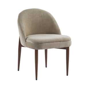 English Elm Christopher Knight Home® - Fabric Chenille Upholstered Iron Dining Chair with Ergonomic Curved Back, Plush Cushioning, Durable Frame Light Camel,Walnut 27.25 L x 24 W x 22.5 H N776P272026M