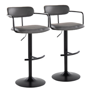 English Elm Contemporary Swivel Barstools Set of 2 Faux Leather Seat Black Metal Frame B202S00812