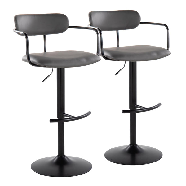 English Elm Contemporary Swivel Barstools Set of 2 Faux Leather Seat Black Metal Frame B202S00812
