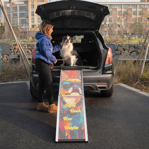 English Elm Retractable Aluminum Pet Ramp with Non-slip Grip for Suvs Trucks and Large Dogs W2181P363539