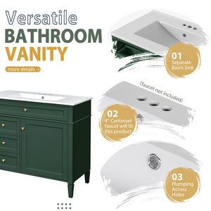 English Elm 36'' Modern Bathroom Vanity With Mirror Cabinet, Soft-Close Doors & Spacious Drawers For Storage SW000134AAF-1