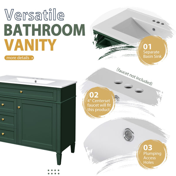 English Elm 36'' Modern Bathroom Vanity With Mirror Cabinet, Soft-Close Doors & Spacious Drawers For Storage SW000134AAF-1