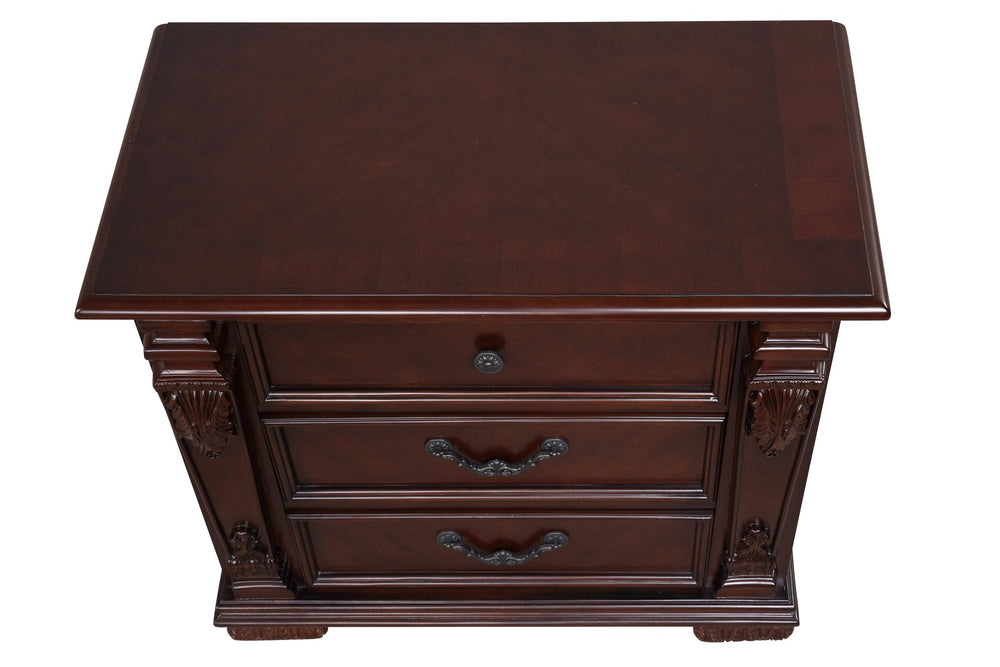 English Elm Lyndon Cherry 2-Drawer Night Stand with Felt-Lined Top Drawer, Smooth Ball-Bearing Slides, 30"H x 33"W x 17"D B078P301016