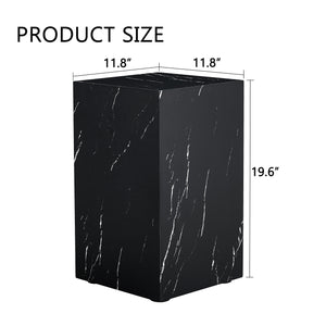 English Elm 11.8*11.8*19.6 Black Marble Texture MDF Coffee Table — Luxurious, No-Assembly Side Table for Living Rooms W1151P218681