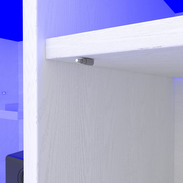 English Elm TV Console Tempered Glass TV Stand 82.6" LED RGB 31 Modes, Storage Cabinets, 2 AC+2 USB Ports W1701P194965