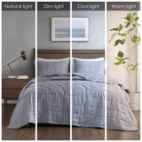 Beautyrest Guthrie Casual 3 Piece Striated Cationic Dyed Oversized Quilt Set BR13-3872 Blue