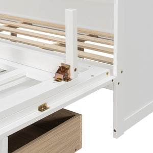 English Elm Queen Murphy Wall Bed Cabinet with Storage Drawer Built-in Power Outlets Usb Ports White LP000400AAK-1