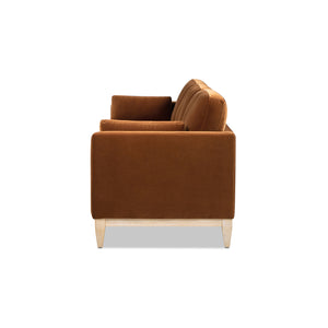 English Elm Jennifer Taylor Home - Knox 84" Modern Farmhouse Sofa in Burnt Orange Velvet — Performance, Feather-Down Comfort, 84" B2719P280171