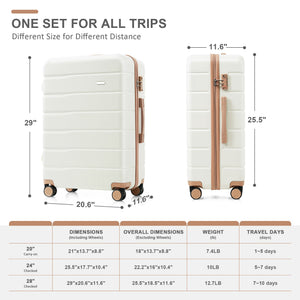 English Elm Luggage 4 Piece Abs Hard Shell Set with Spinner Wheels and Weekender Travel Bag N726P185031R