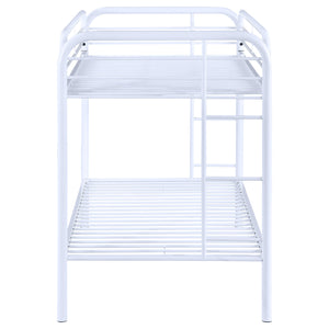 English Elm Celeste Modern White Metal Twin Over Twin Bunk Bed With Safe Rung Ladder & Space-Saving Design B062P340729