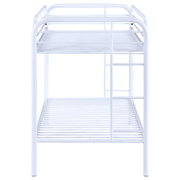 English Elm Celeste Modern White Metal Twin Over Twin Bunk Bed With Safe Rung Ladder & Space-Saving Design B062P340729