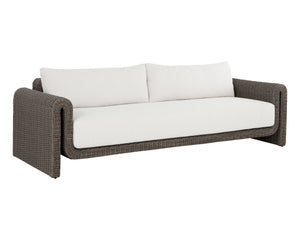 Sunpan Tibi Sofa - Curved Wicker Design With Comfortable Upholstery For Elegant Outdoor Living Spaces Cream Fabric 111862