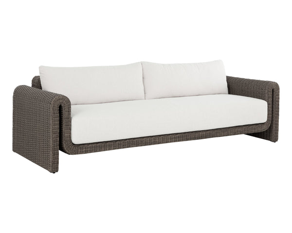 Sunpan Tibi Sofa - Curved Wicker Design With Comfortable Upholstery For Elegant Outdoor Living Spaces Cream Fabric 111862